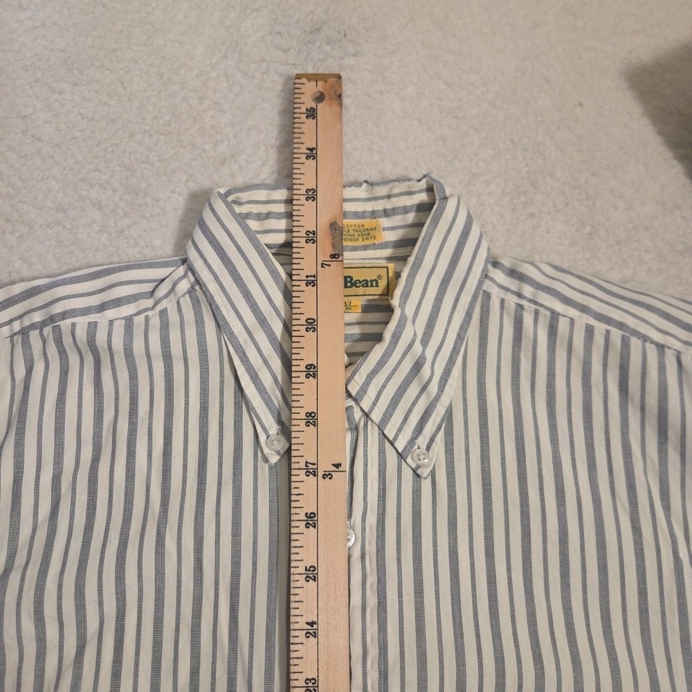 VTG 90's LL Bean Men's 17-35 Striped Button Down Shirt Made In Hong Kong Single - Picture 5 of 7